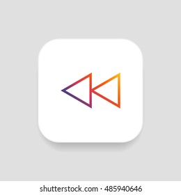 Rewind icon vector, clip art. Also useful as logo, square app icon, web UI element, symbol, graphic image, silhouette and illustration.