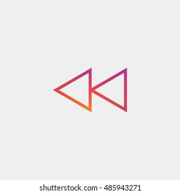 Rewind icon vector, clip art. Also useful as logo, web UI element, symbol, graphic image, silhouette and illustration.