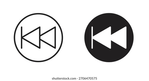 Rewind icon for websites and mobile minimalistic flat design.