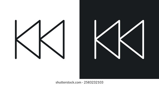 Rewind icons in black and white liner strokes for web design.