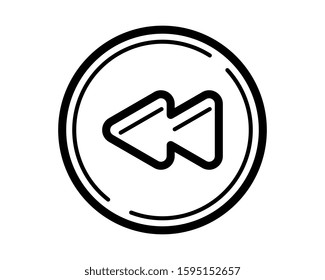 rewind line style icon on white background. Illustration of rewind vector icon for web. EPS 10