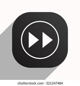 rewind. Modern design flat style icon, black button for Mobile Applications