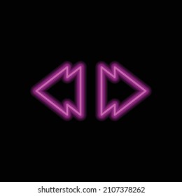 Rewind musical simple icon. Flat desing. Purple neon on black background.ai