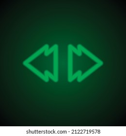 Rewind Musical Simple Icon. Flat Desing. Green Neon On Black Background With Green Light.ai