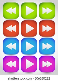Rewind, play, fast forward navigation buttons. editable vector graphics.