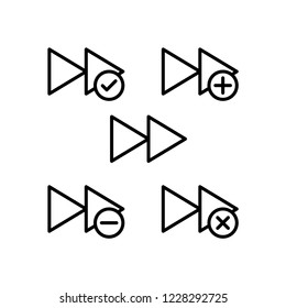 rewind, plus, remove, minus, check sign icons. Element of outline button icons. Thin line icon for website design and development, app development