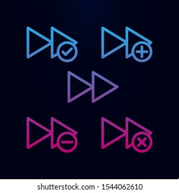 Rewind, plus, remove, minus, check sign nolan icon. Simple thin line, outline vector of web icons for ui and ux, website or mobile application