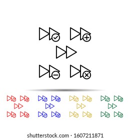 rewind, plus, remove, minus, check sign multi color style icon. Simple thin line, outline vector of web icons for ui and ux, website or mobile application