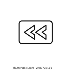 Rewind Previous Back arrow icon outline collection in black