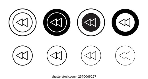 Rewind Previous Back arrow icon Outline vector for web ui