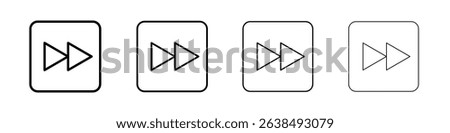 Rewind Previous Back arrow icon Outline sign symbol set