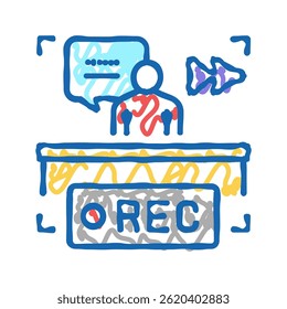 rewind recording news doodle icon sketch vector. rewind recording news sign. isolated symbol illustration