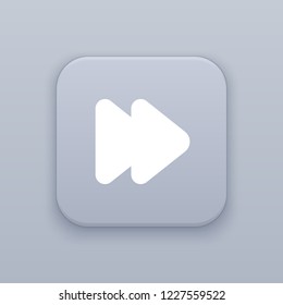 Rewind right, gray vector button with white icon on gray background