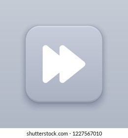 Rewind right, gray vector button with white icon on gray background