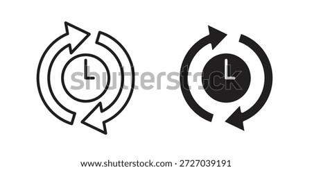 Rewind time icon on white background. Stock vector icon