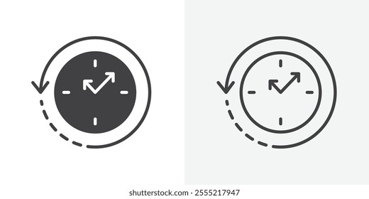 Rewind time icon. outlined vector style.