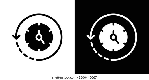 Rewind time icons vectors set in solid style.