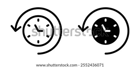 Rewind time liner icon vector set.