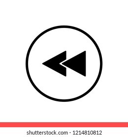Rewind vector icon, arrow symbol. Simple, flat design for web or mobile app