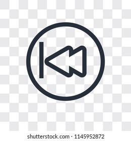 Rewind vector icon isolated on transparent background, Rewind logo concept