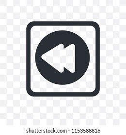 Rewind vector icon isolated on transparent background, Rewind logo concept