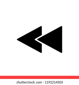 Rewind vector icon, media symbol. Simple, flat design for web or mobile app