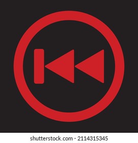 Rewind Vector Icon, Red Rewind Symbol