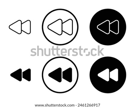 Rewind Vector Icon Set. Music or Video Rewing Button Suitable for Apps and Websites UI Designs.