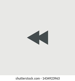 Rewind vector icon solid grey