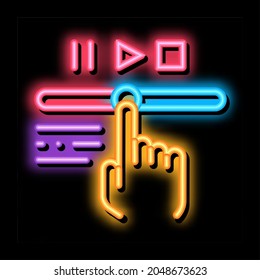 rewind video neon light sign vector. Glowing bright icon rewind video sign. transparent symbol illustration
