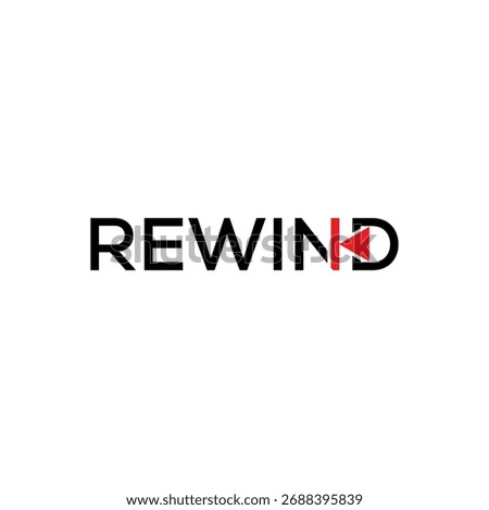 Rewind word design with back arrow on letter N