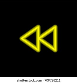 Rewind yellow glowing neon ui ux icon. Glowing sign logo vector