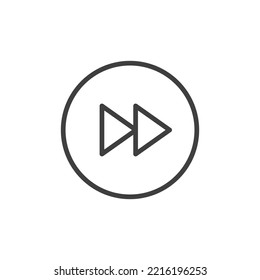 Icono de rebobinado plano. Ilustración del símbolo de signo vectorial aislado. icono de avance rápido dentro de un círculo aislado en fondo blanco. Ilustración del botón siguiente