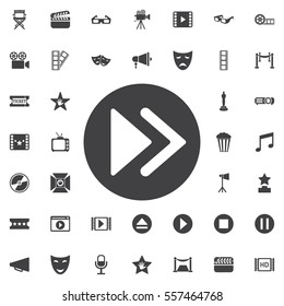 Rewinding icon flat on the white background. Set of movie icons