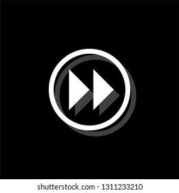 Rewinding. White flat simple icon with shadow