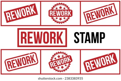 Rework rubber grunge stamp set vector