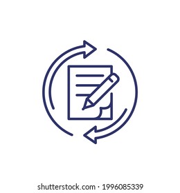 rewrite, edit line icon on white