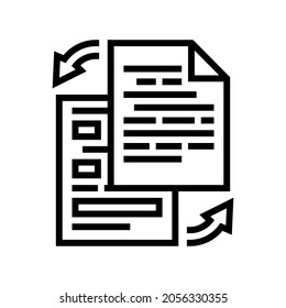 rewriting text line icon vector. rewriting text sign. isolated contour symbol black illustration