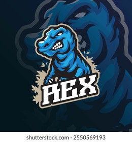 Rex Maskottchen Logo Design Vektor mit moderner Illustration Konzept Stil für Abzeichen, Emblem und T-Shirt Druck. Wütende Rex-Illustration.