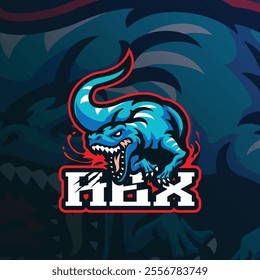 Rex mascot logo design vector with modern illustration concept style for badge, emblem and t shirt printing. Angry rex illustration.