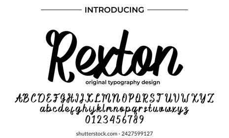 Rexton Font Stylish brush painted an uppercase vector letters, alphabet, typeface