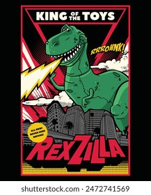 Rexzilla Vintage Parody Cartoon Illustration