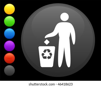 reycle icon on round internet button original vector illustration 6 color versions included