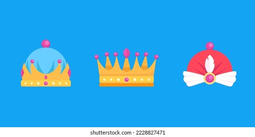 reyes magos crowns in flat design