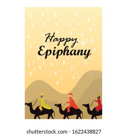 Reyes magos. Happy Epiphany day card - Vector