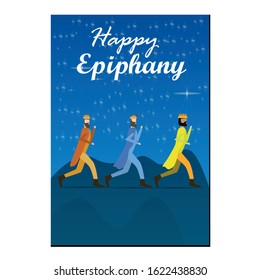 Reyes magos. Happy Epiphany day card - Vector