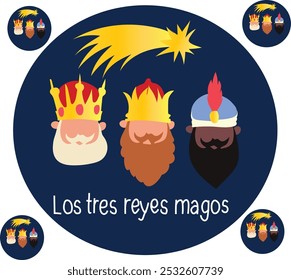 ilustração do vetor reyes magos. Bom para banner, cartaz, cartão comemorativo, cartão de festa, convite, modelo, publicidade, folhetos, folhetos e benners de anúncios e mídias sociais
