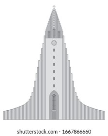 Reykjavik church of Hallgrimur in black and white