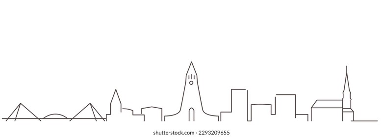 Reykjavik Dark Line Simple Minimalist Skyline With White Background