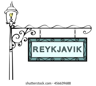 Reykjavik retro pointer lamppost. 